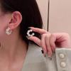 Korean Pearl Flower C-Shaped Hoop Earrings - Fashionable, Versatile, Sweet Design.