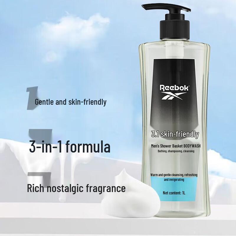 

Reebok Men s 3-in-1 Body Wash, Shampoo & Face Cleanser