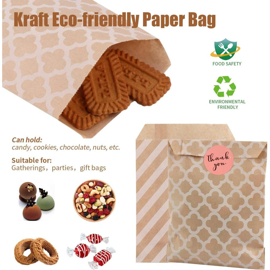 100 Candy Bar Bags Paper Bags Candy Bags for Easter Wedding Accessories Children's Birthday 2 Designs with 50 Gift Bags Each