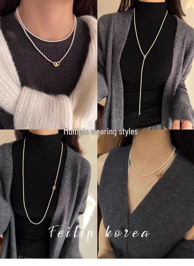 Xiaomi Chic Pearl Double-Layer Necklace - Women's Autumn/Winter Sweater Chain Accessory