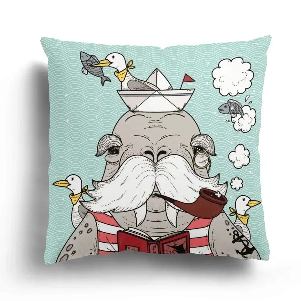 Luxuriöse Heimdeko Kissenbezug Wohnzimmer Sofa Kissenbezug Cartoon Tier Zebra Bär Muster Kissenbezug