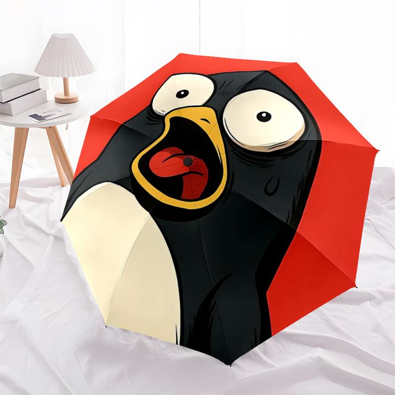 1pc Penguin Circle Automatic Open/Close Umbrella with One Touch Button,, Windproof Design Lightweight Portable Umbrella for Women & Men6033