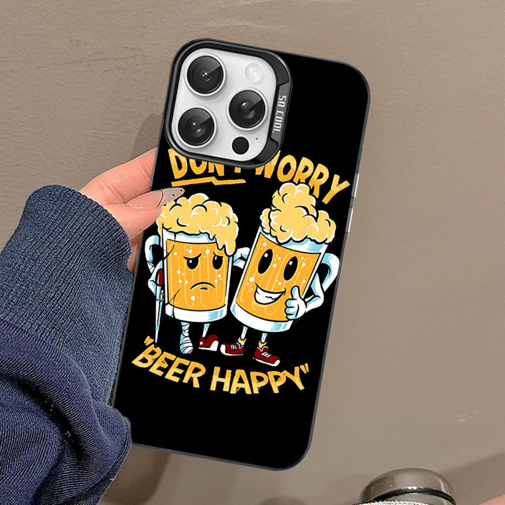 Beer Print Phone Case For IPhone 16 15 14 13 12 11 Pro Max X XR XSMAX 8 7 Plus Matte Shockproof Back Cover