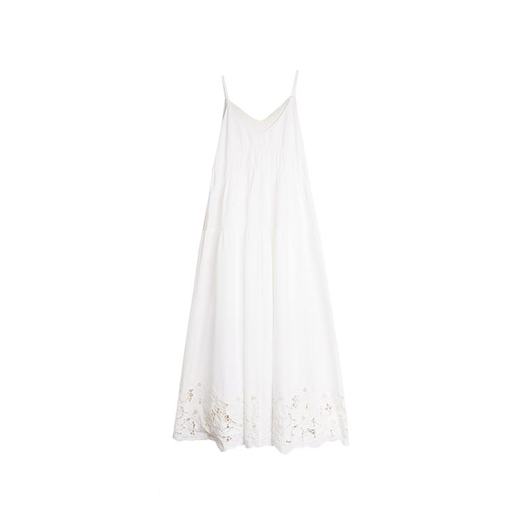 ELLE French Elegant Simple Fashion Solid Color Long Dress Spaghetti Strap Dress Women Dresses L8SLM332