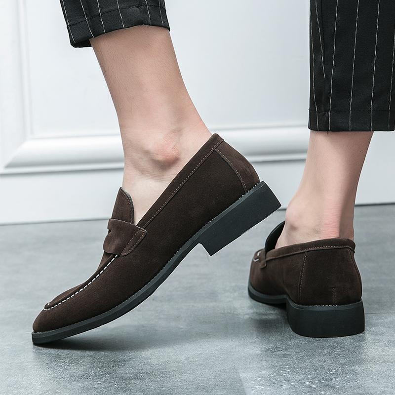 Gentleman Penny Loafter New Men's Black Brown Suede Leather Shoes Designer Formal Wedding Dress Homecoming Footwear