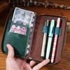 2026 First Layer Cowhide Three-pack Pencil Case Zipper Pen Storage Bag Plus Large Capacity Bill Stationery Case Pencil Case