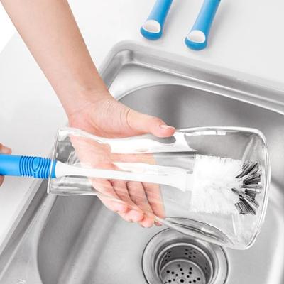 Flaschenbürste mit langem Griff, weiche, flexible Borsten, kratzfest, multifunktionaler Becherschrubber, Glasflaschen-Reinigungsbürste