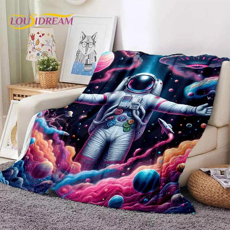Astronaut Dream Universe Spaceman 3D Outer Space Cartoon Soft Blankets,Throw Blanket for Picnic Beds Home Bedroom Cover Kid Gift