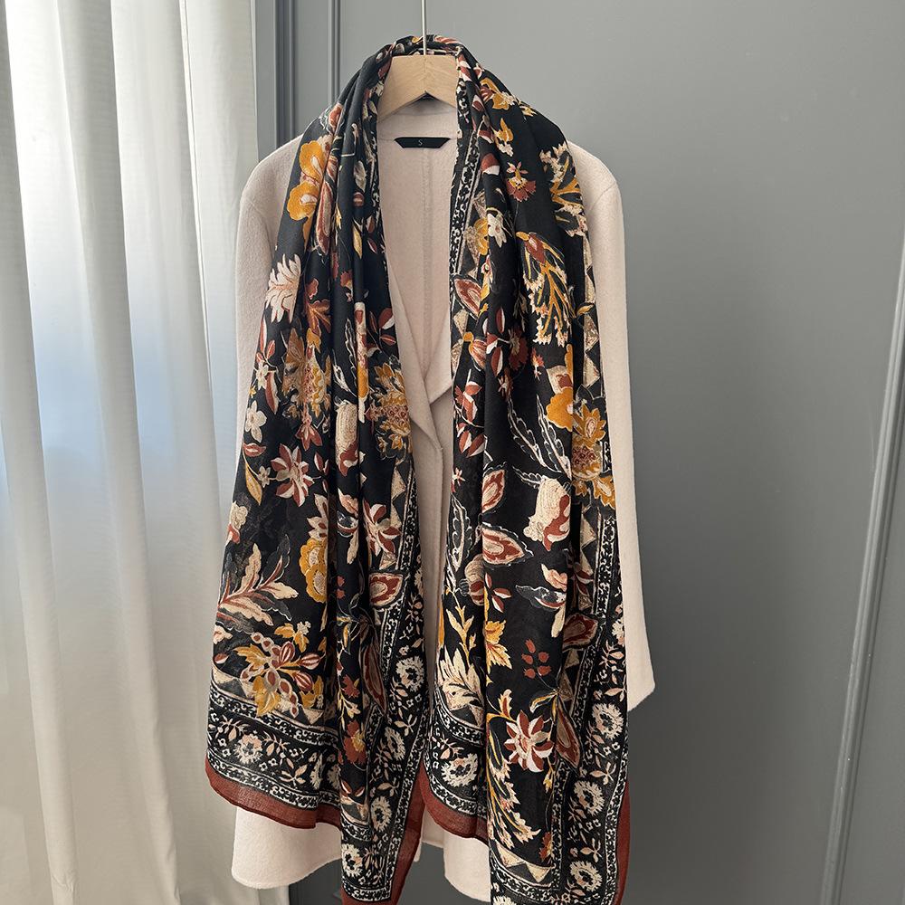 Cotton and Linen Scarf for Women 180x90cm Breathable and Soft Warm Autumn and Winter Shawl