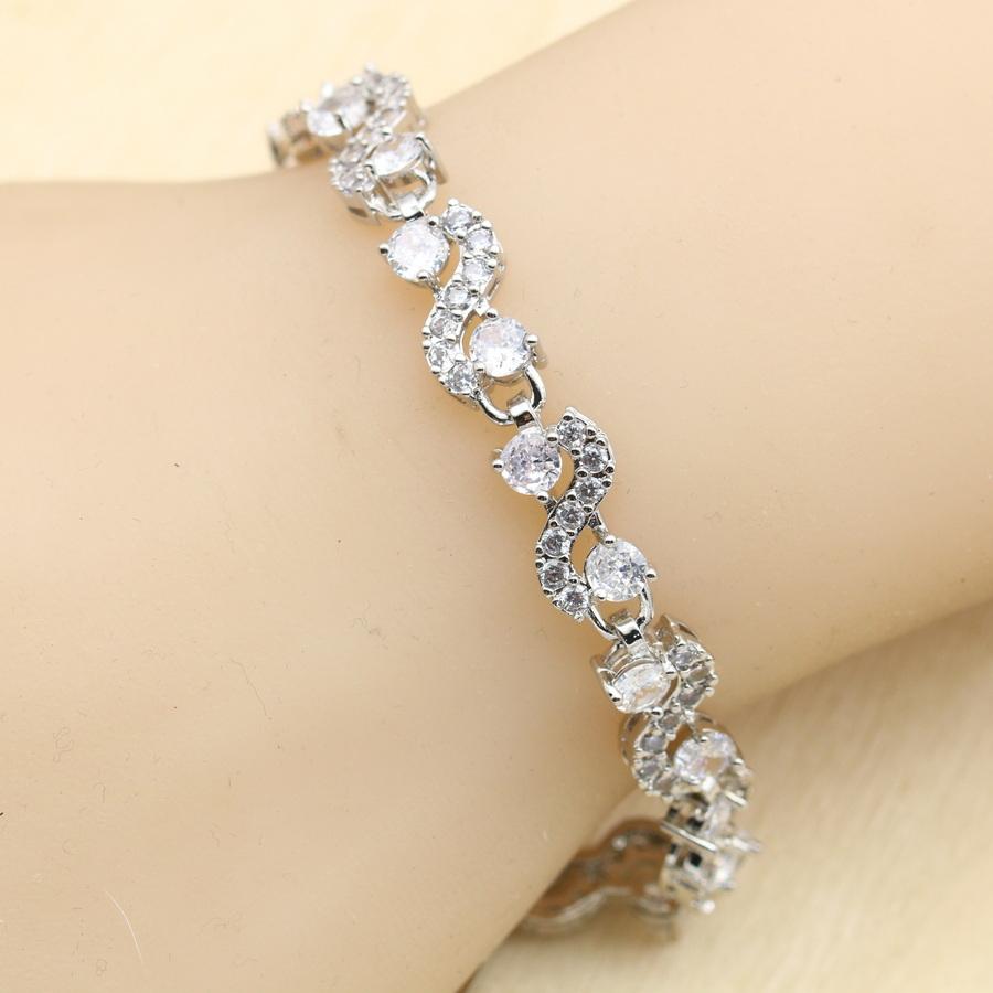 Black Blue White Zirconia Dubai Bracelet For Women Wedding Jewelry Birthday Gift