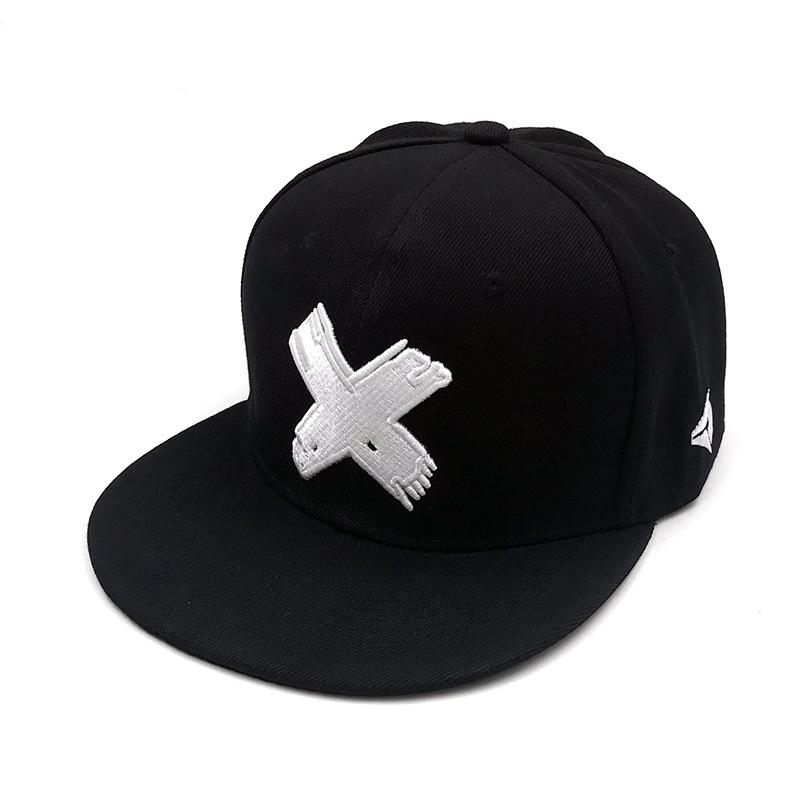 Three-Dimensional Embroidery Logo Flat Edge Big Hat Hip Hop Hat X Letter Hip Hop Baseball Hat adjustable