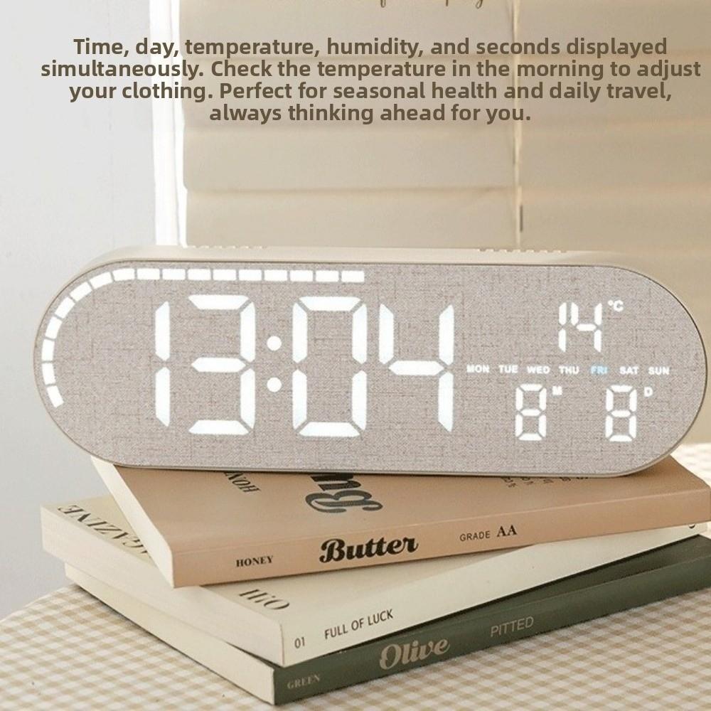 Minimalist Design Digital Wall Clock Silent Operation Nordic Style Alarm Clock Hanging Mount Temperature Date Display