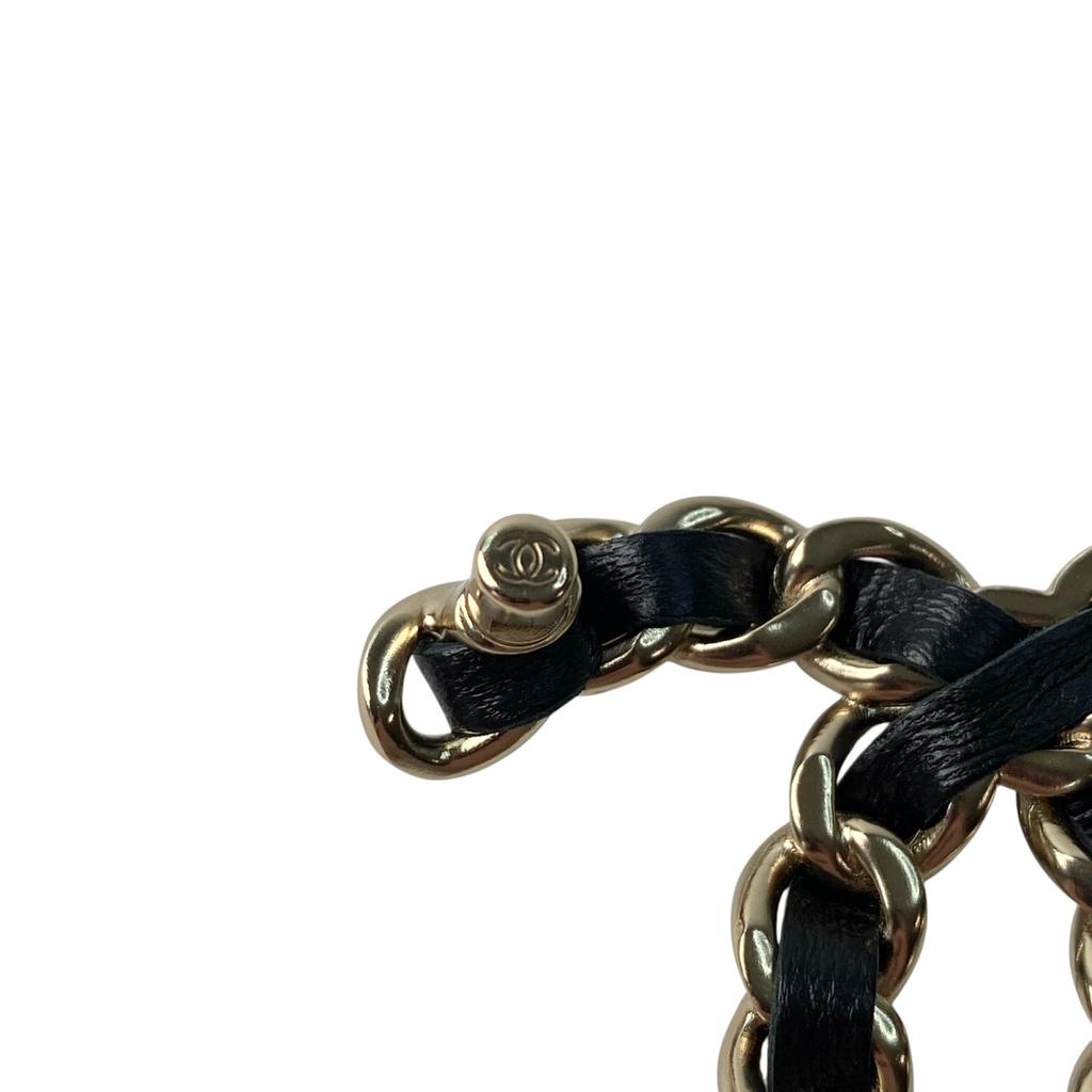 Used CHANELBrooch Black/gold Leather Women