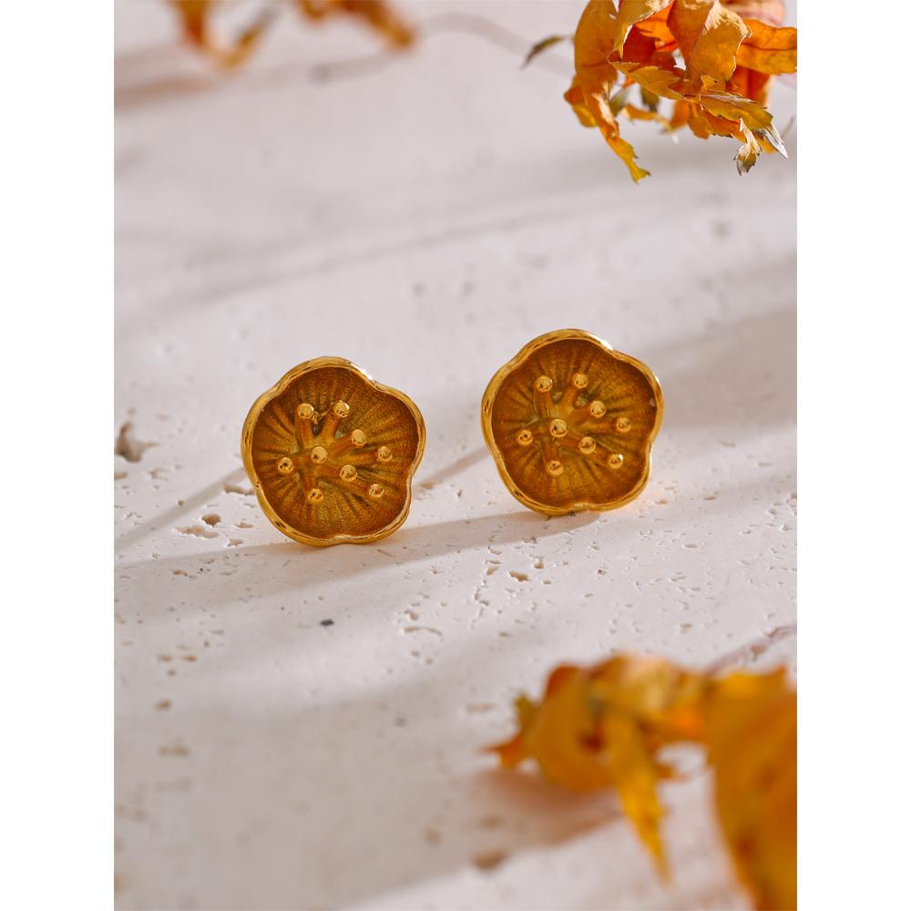 Eetit Trending Stainless Steel Metal Small Flower Daily Stud Earrings 18K PVD Plated Golden Charm Jewelry Wholesale