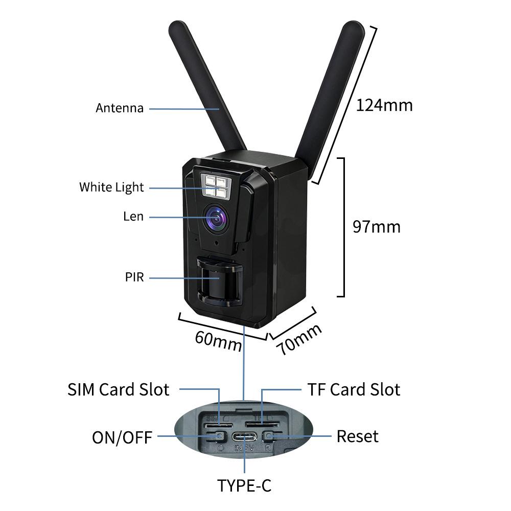 Cameră de vânătoare de exterior 4G alimentată cu energie solară cu viziune nocturnă color