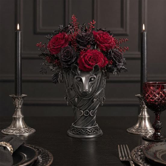 Egyptian Cat God Vase, Halloween Gothic Matte Black Vase, Dark Style Flower Holder, Multifunctional Storage Container for Dried And Fresh