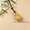 Golden Wood Lucky Money Bag Hanging Ornament - Keychain & Car Pendant Decor