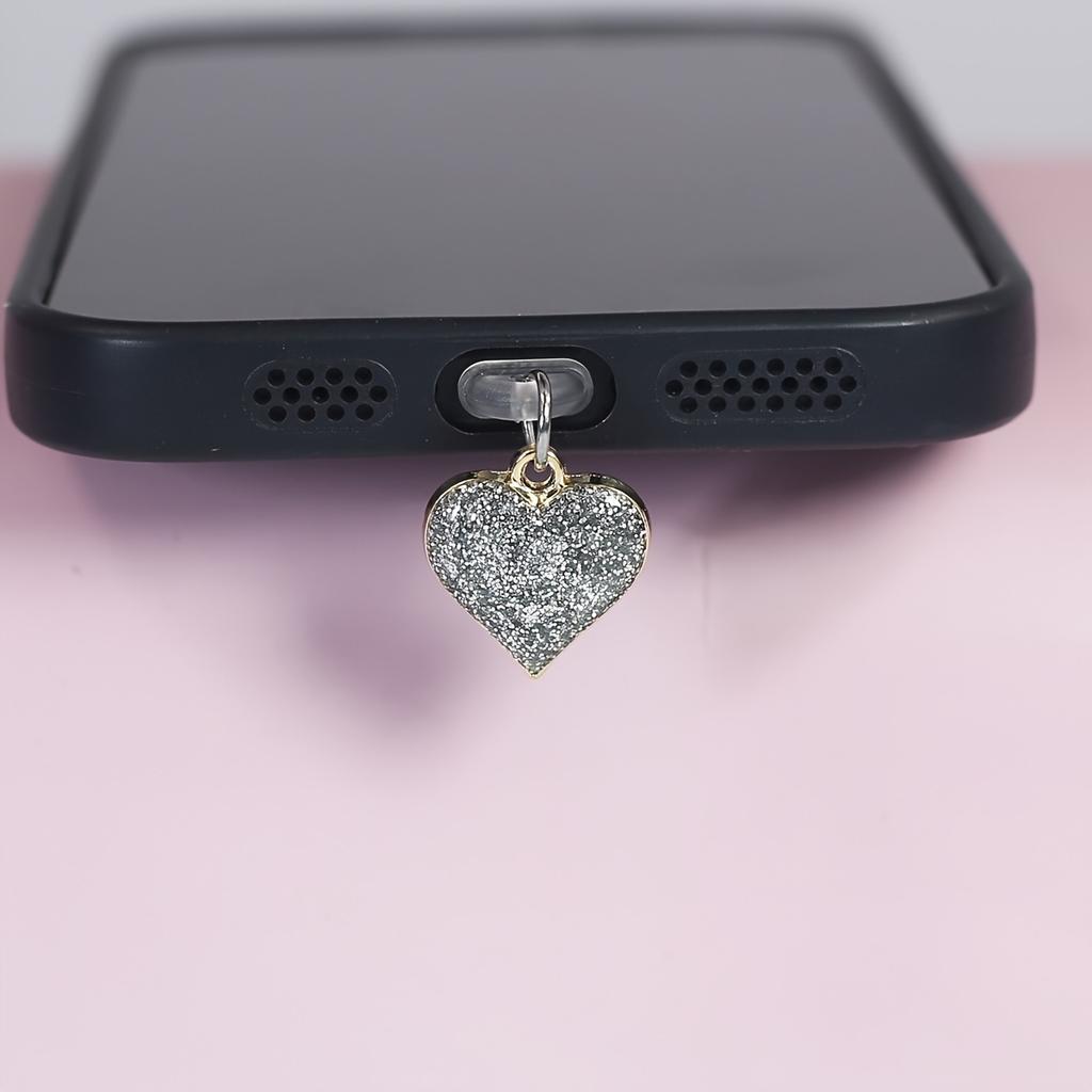 Deep Purple Heart Multi-color Flashing Starry Sky Phone Dustproof Plug Accessory - Valentine's Day Gift, Hanging Decoration