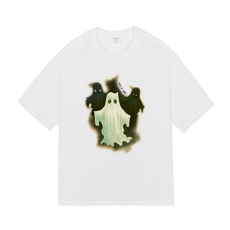 Men's American Retro Street Summer Loose Casual Short-sleeved T-shirt for Men and Women Pure Cotton