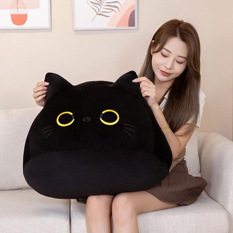 Soft Black Cat Plush Toy - Cute Cotton Kitten Doll