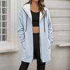 Women's Fashionable Loose Zipper Cardigan With Fleece Hoodie