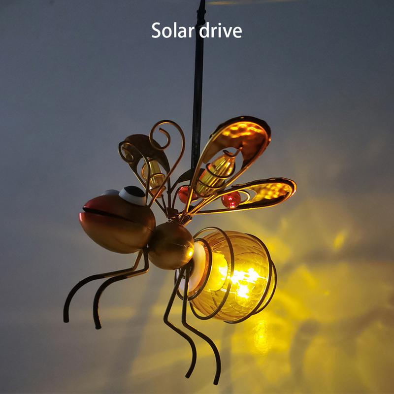 Solar Powered Bug Fairy Light Outdoor Metal Insect Lamp Hanging Flying Insect Lamp Waterproof For Backyard Balcony Garden Decor