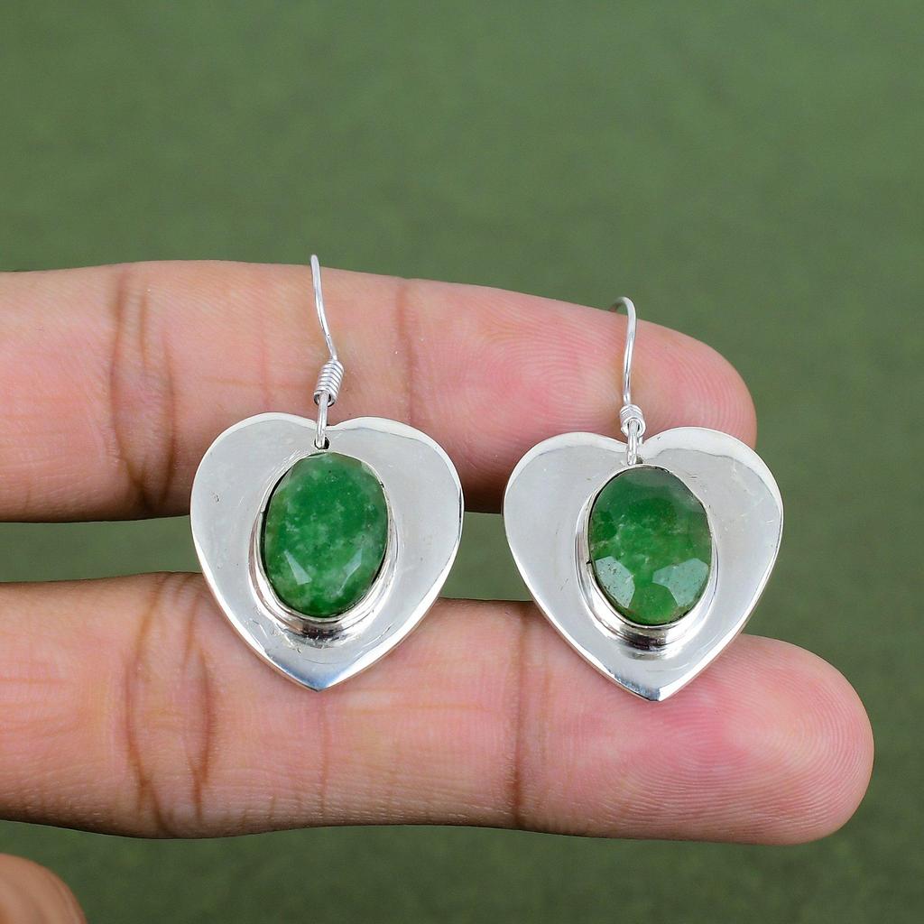 Faceted Zambian Emerald Earring 925 Sterling Silver Earring Original Gemstone Earring Handmade Dangle Earrings Elegant Jewelry Gifts For Her