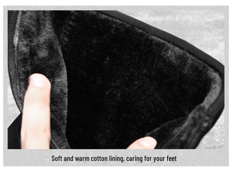 Men's Trendy Suede Cowhide Snow Boots: Warm High-Top Casual Cotton, Fashionable, Versatile Slip-On with Side Zipper