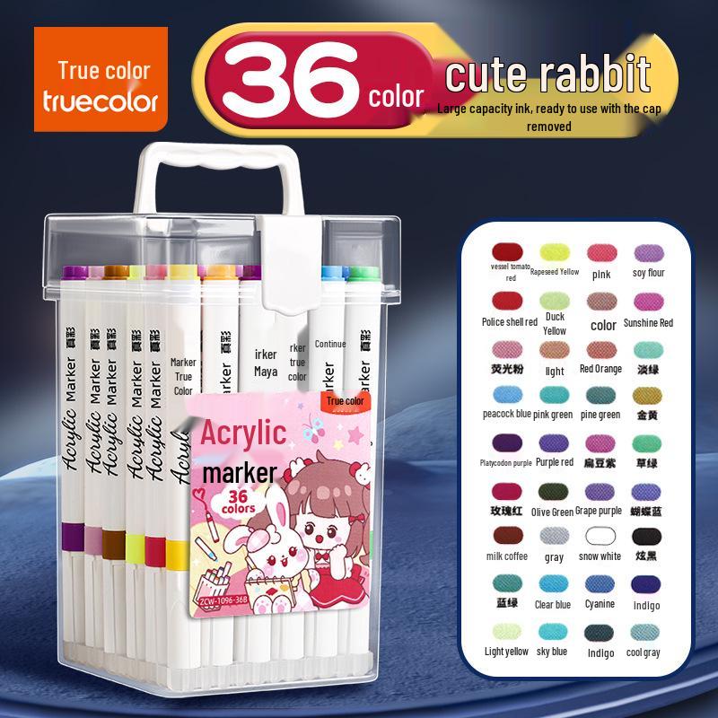True Color Soft Tip Acrylic Marker Pens - Non-Bleeding, Stackable, Hand-Painted Graffiti & Watercolor Art Pens for Students