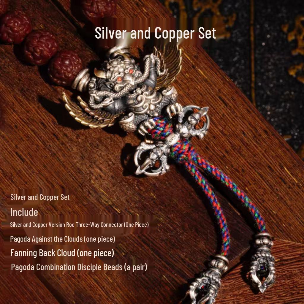 Tibetan-Style Retro Garuda Three-Eyed Buddha Head Bracelet and Loose Beads for Handmade DIY Accessories