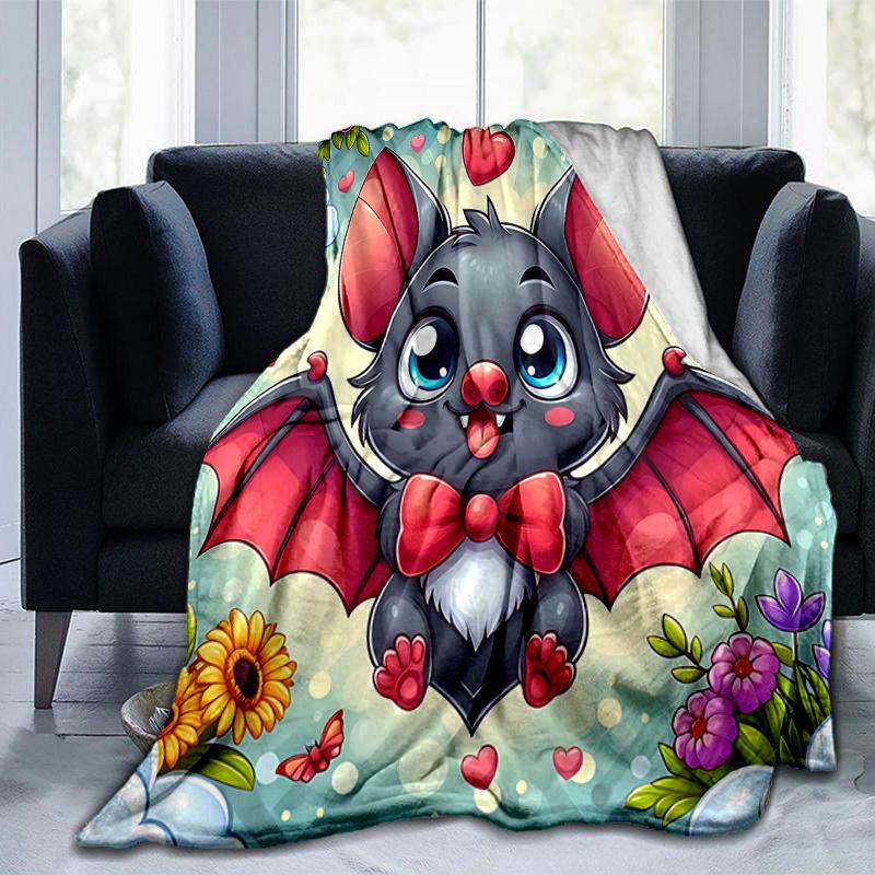 1pc Bat's Ideas Cartoon Blanket  Soft Throw for Home Decor, Gift Idea, Living Room, Travel, Camping, Car Blankets