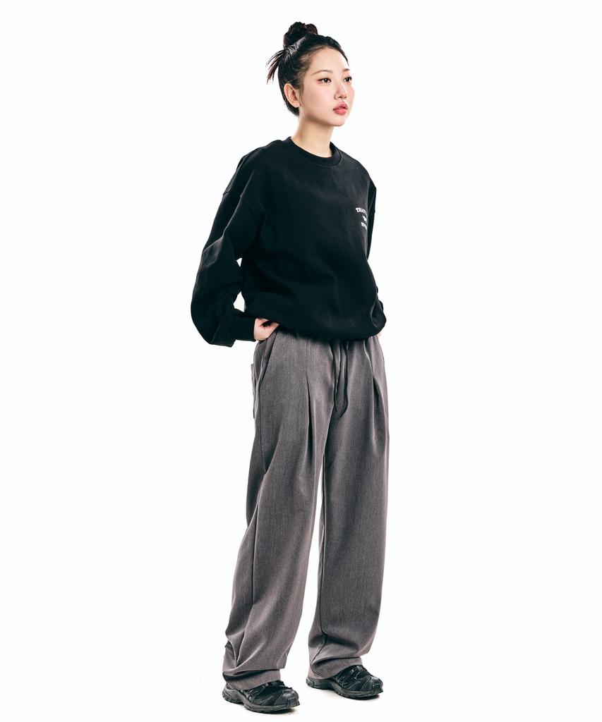 Descheuis One-Pleat Wide Fit Slacks_Charcoal