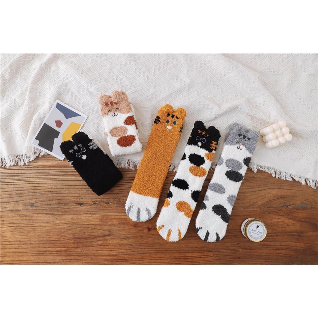 Puszyste, Skarpetki kapcie, Skarpetki damskie, Skarpetki domowe, Skarpetki z polaru koralowego, Słodkie skarpetki z kotem, Pluszowe skarpetki, Skarpetki świąteczne