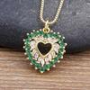 Charm Heart-Shaped Crystal Pendant Necklace Women's Fashion Copper Jewelry Gold Rhinestone Necklace Jewelry Party Gifts