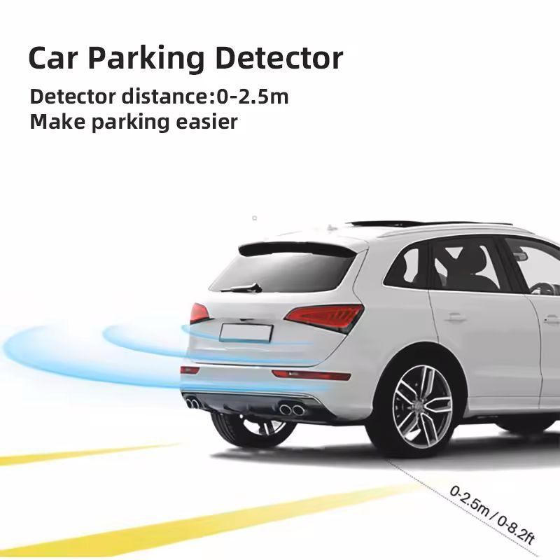 Car Reverse Radar Kit with 4 Parking Sensors Vehicle Backup Alarm System Sensor Detection for Vehicle Parking Assistance