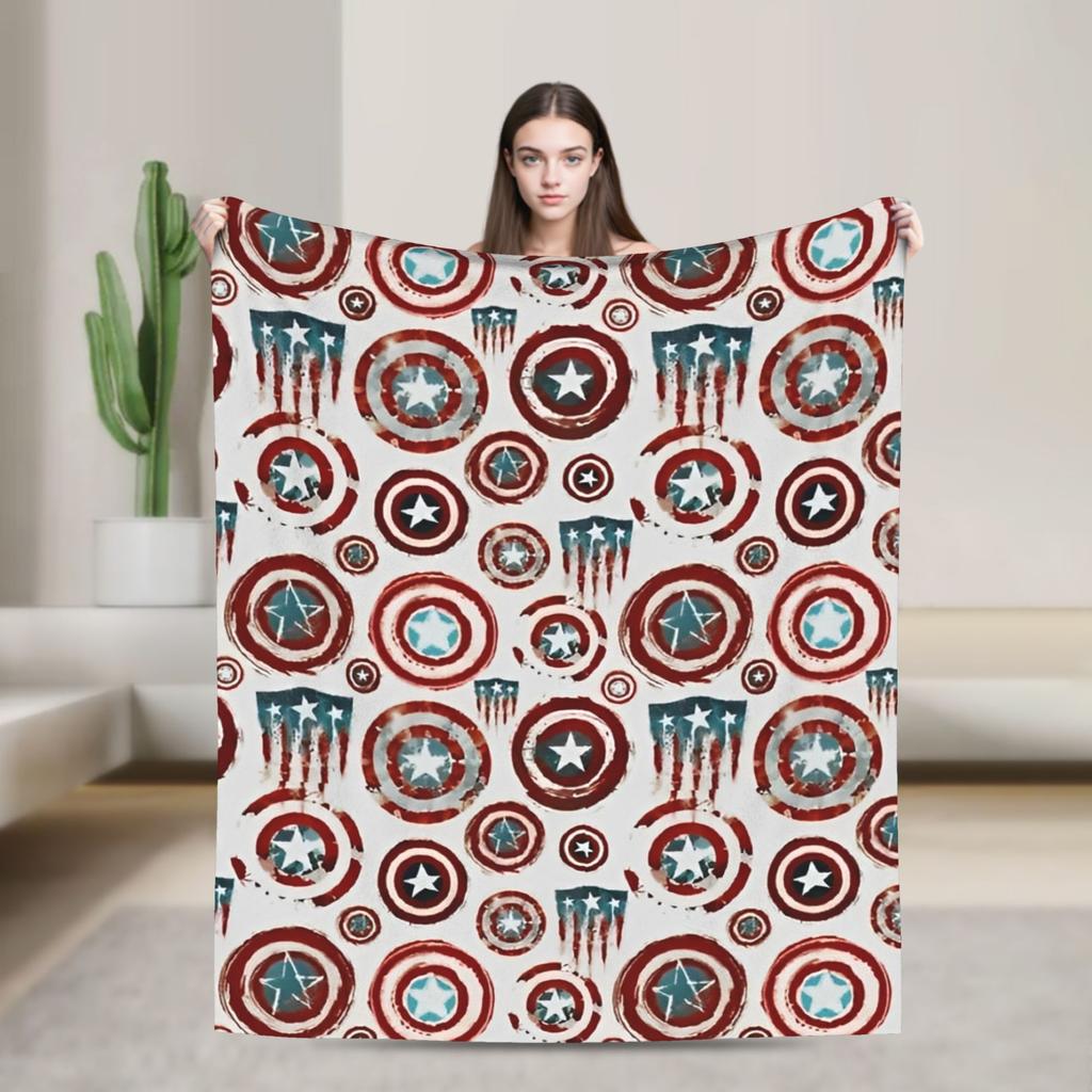 Captain America Flannel Blanket  Funny Throw Blanket for Bed Sofa Couch 150*125cm Plush Thin Quilt