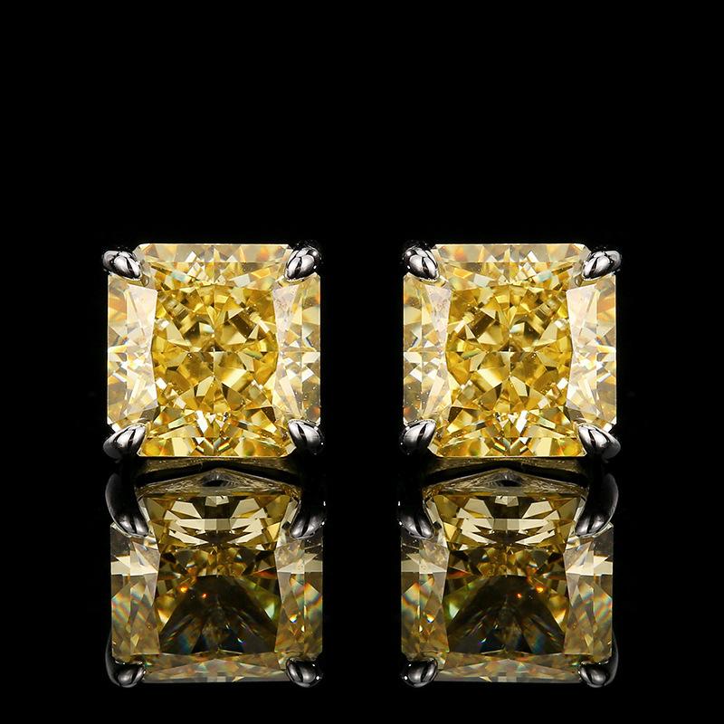 Jewelry Set Earrings Rings Necklaces Square High Carbon Diamonds Ice Flower Cut Fashionable Luxurious Women's