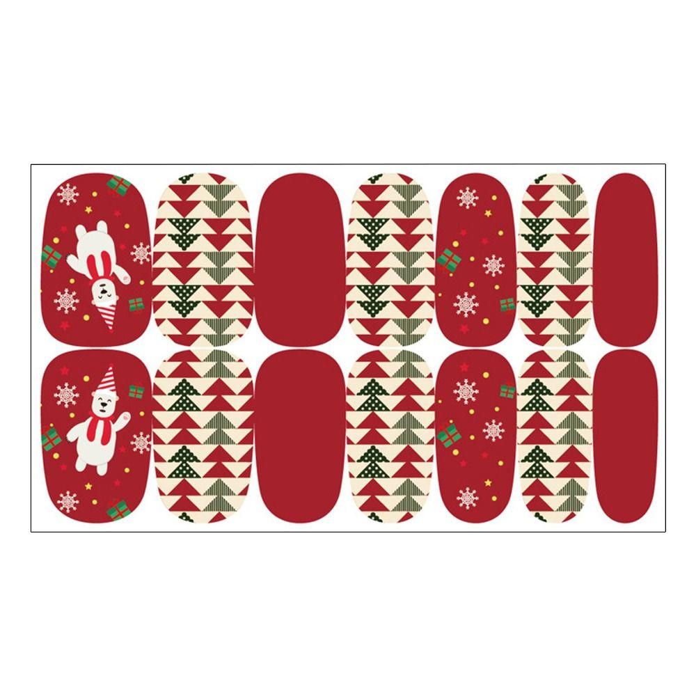1Seet/14PCS Nail Art Christmas Nail Stickers Self-Adhesive Nail Polish Strips Full Stickers  DIY