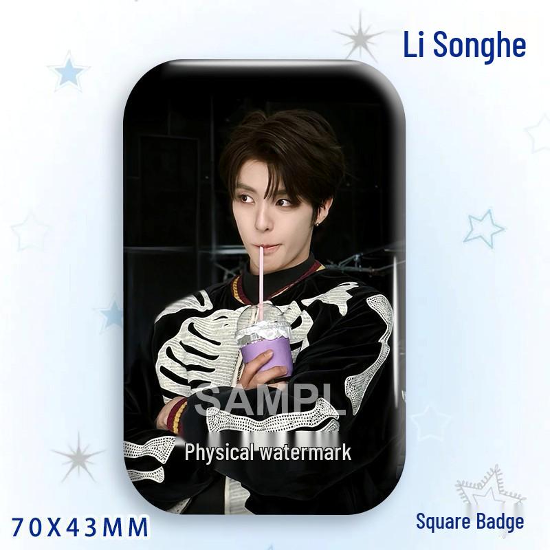 Li Songhe Concert Star Badge: Laser Square Grain Bag Brooch Ornament