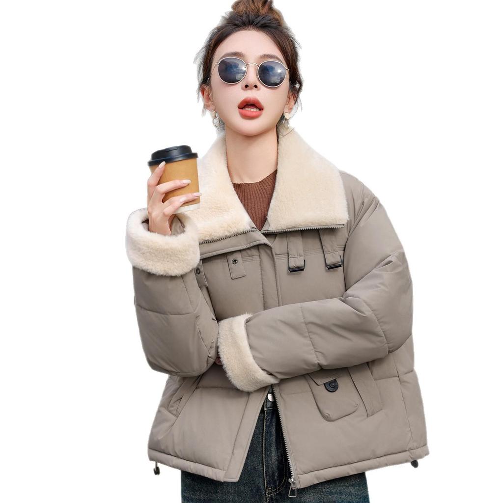 Kurze Daunen-Baumwolljacke für Damen Winter Kleiner Ausländischer Stil Reversjacke