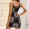 Summer New Retro Patterns and Floral  Pattern Print Sleeveless Bodycon Dress with Pockets Sexy Slim Fit Elegant Party Dress
