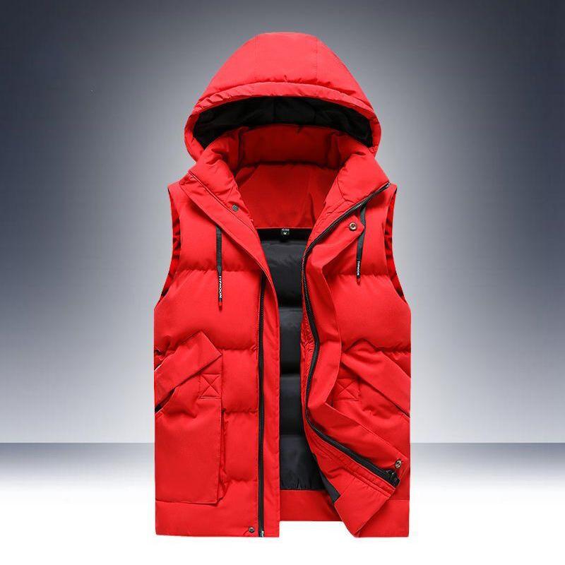 Pánská vesta Slim Fit s kapucí Pěkná bavlněná bunda tílko Módní a teplá vesta