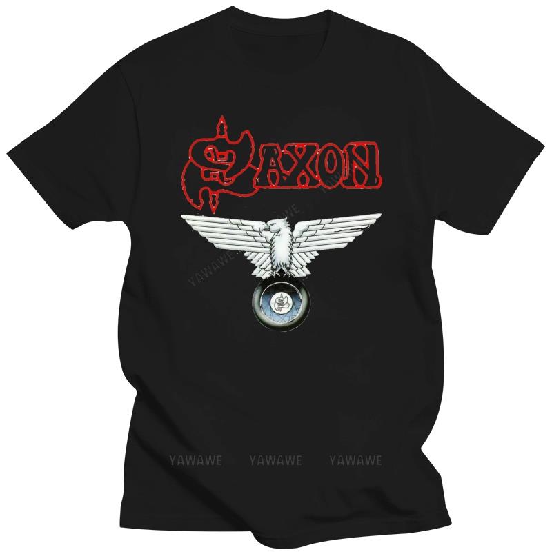 Humorvolles T-Shirt im Vintage-Stil, kurzärmelig, aus Baumwolle, von Saxon, Wheels of Steel, Herren-T-Shirt, Bandmusik, Saxon-Kleidung, Unisex-T-Shirt