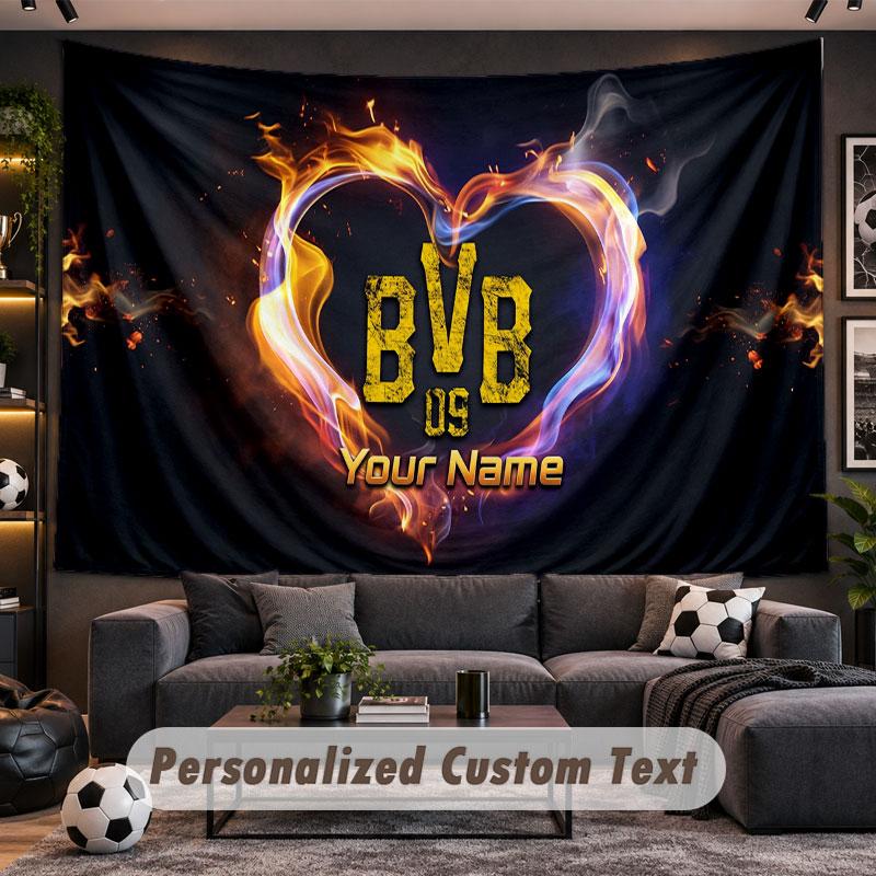Arazzo da Parete Nome Personalizzato Modello Borussia Dortmund Tessuto Stampato Personalizzato Decorazione Murale