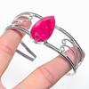 Ruby(Simulated) Gemstone 925 Sterling Silver Cuff Bangle Adjustable I1f95