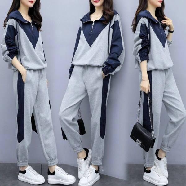 

Women s Slimming and Flattering Hooded Sports Suit - 2026 Spring/Autumn Fashionable Two-Piece Set M [Recommended for 80-105 jin]