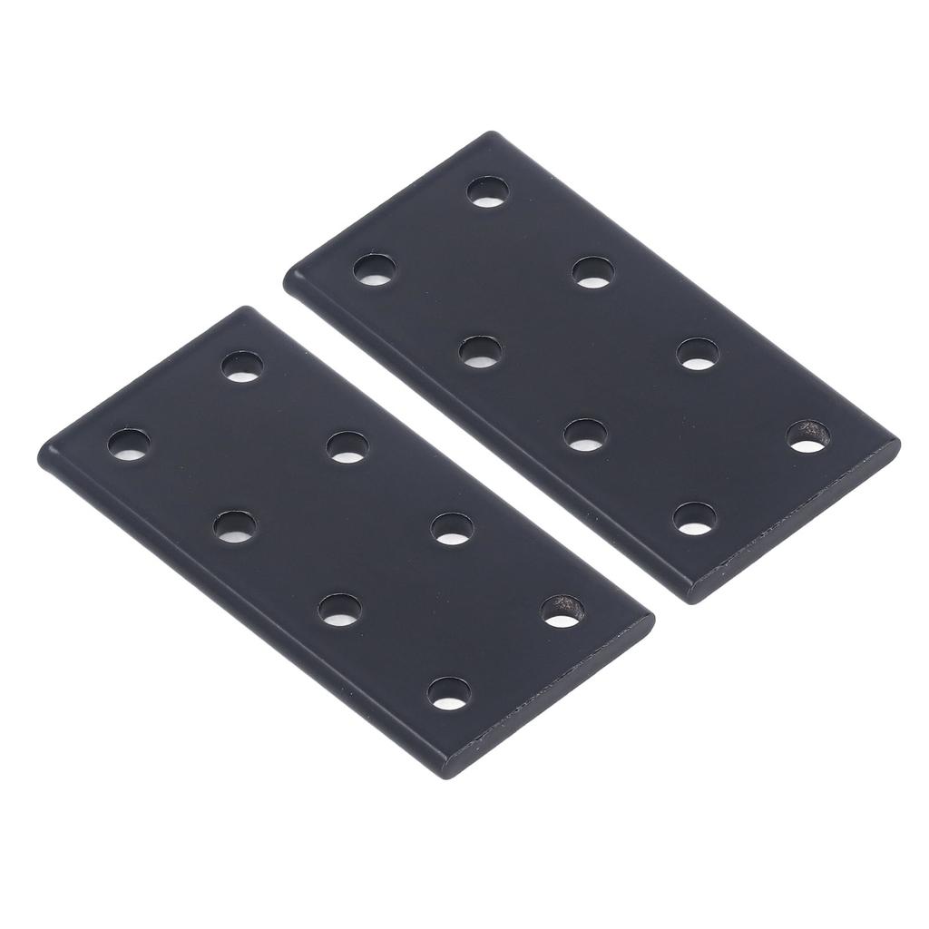 2Pcs 8 Hole Joint Board Aluminum Alloy Rectangle Joining Plate for Table Bed Black