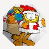 1pc Garfield Christmas Edition Automatic Opening Umbrella with Festive Gifts for Fans, Travelers, Everyday Use, Portable Tri-Fold Design with 8-Rib Ir