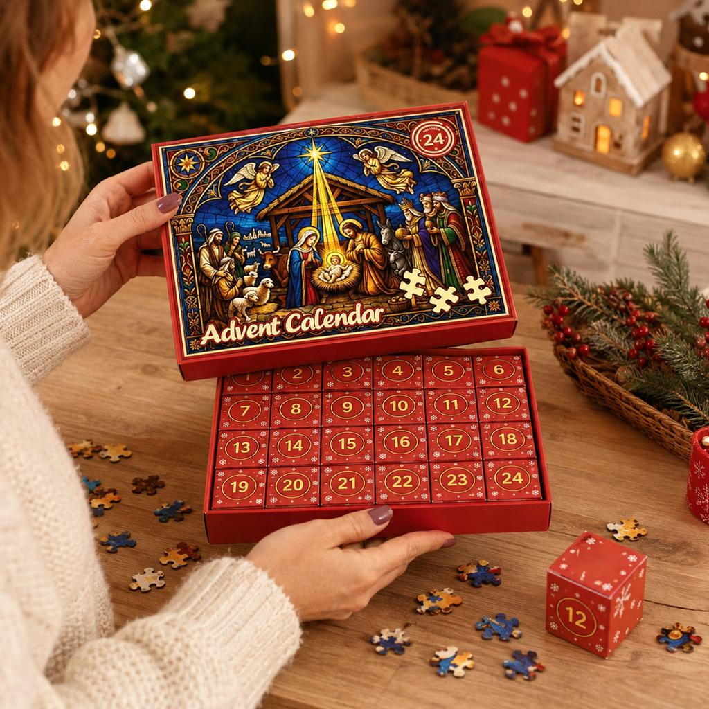 Day Advent Calendar Puzzle Box for Christmas Countdown Kids Adults