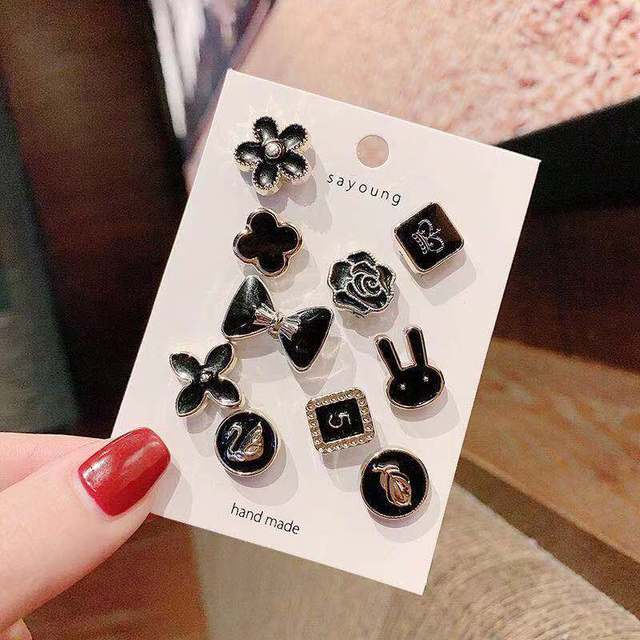 5 /10pcs /Pack Enamel Pins Pearl Neckline Brooches Small Collar Lapel Scarf Buckle Pin Fixed Clothes Invisible Brooch Jewelry Sets